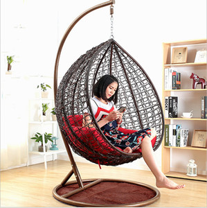 Chaise suspendue en rotin tressé pour l'intérieur, style jardin, avec support - Product Image 1