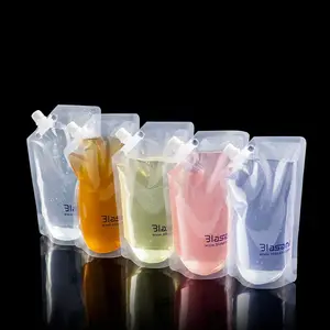 Imballaggio di succo di plastica trasparente sacchetti per bevande sacchetto di plastica trasparente per bevande di succo di acqua potabile con beccuccio laterale