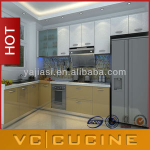 Armoire de cuisine moderne <span class=keywords><strong>en</strong></span> placage de bois brillant à prix avantageux - Product Image 4