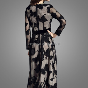 Cordón encantador Bordado Bowknot <span class=keywords><strong>La</strong></span> Correa <span class=keywords><strong>de</strong></span> Dos Piezas <span class=keywords><strong>de</strong></span> Manga Larga Prom Mujeres Vestido Largo - Product Image 2