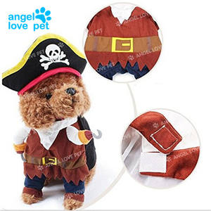 मजेदार पालतू कपड़े समुद्री डाकू पालतू कॉस्टयूम ड्रेसिंग अप पार्टी परिधान कपड़े के लिए बिल्ली कुत्ते प्लस टोपी - Product Image 1