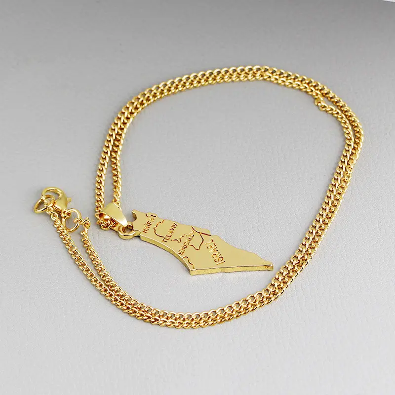 Collier pendentif rempli d'or 18 carats, chaîne, bijoux musulmans