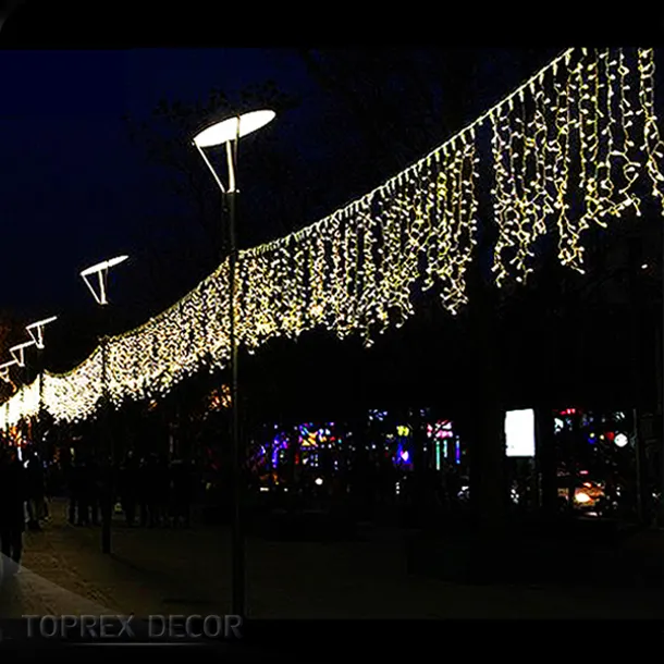 Outdoor christmas street light decoration flashing xmas curtain icicle light decorative outdoor lighting for buildings