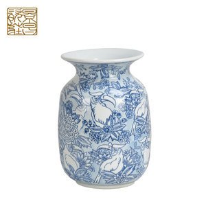 Bruiloft Decoraties Prachtige Retro Chinese Keramiek Blauw Aardewerk Bruiloft Bloem Vaas