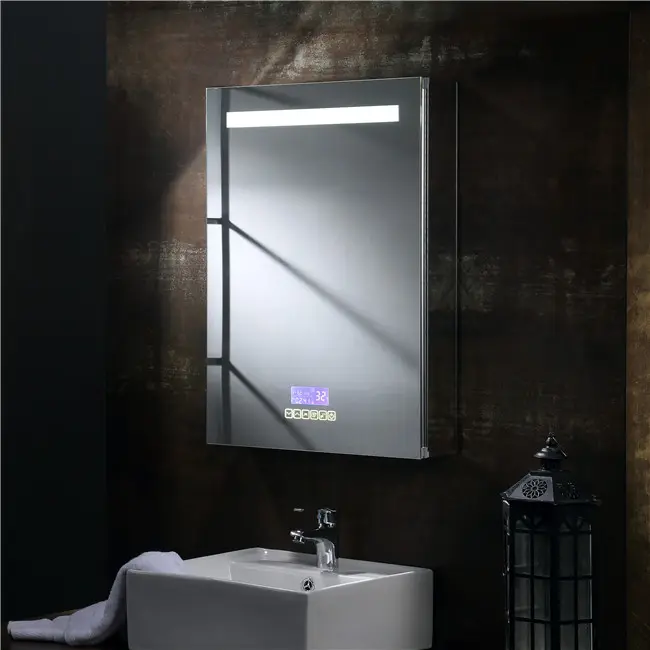 bathroom corner mirror cabinet with glass shelf and aluminum alloy material