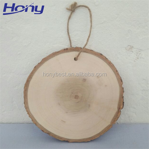 Adornos colgantes de rebanadas de madera Círculos de madera preperforados Rebanadas de troncos redondos con discos de rodajas de árbol de corteza para pirograbado grabado con láser - Product Image 2