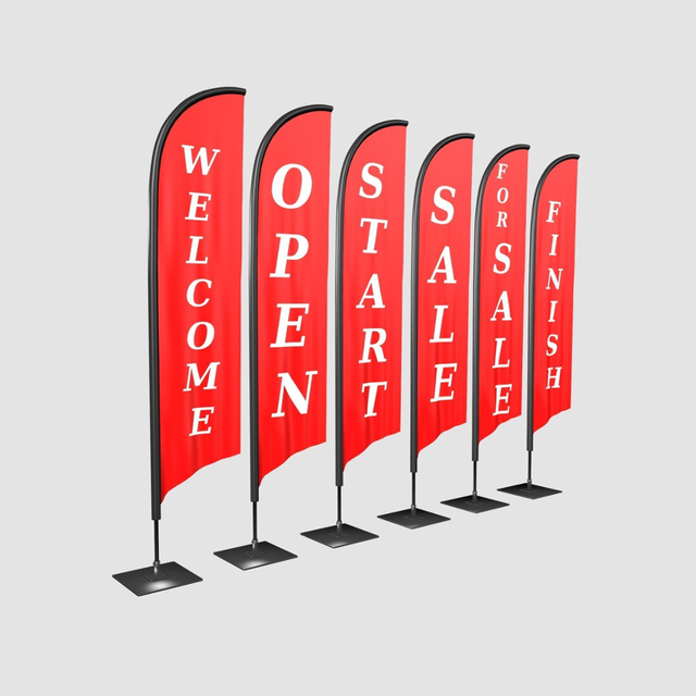 Custom Logo Portable Advertising Beach Flag Banner Feather Knife Flying Flag With Metal Iron Stands for Car Usage