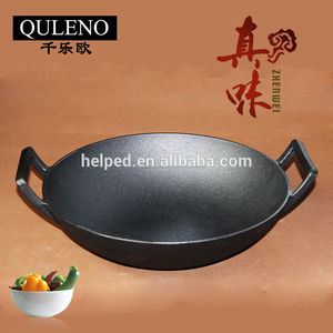 Hierro fundido <span class=keywords><strong>wok</strong></span> con <span class=keywords><strong>tapa</strong></span> de madera - Product Image 1
