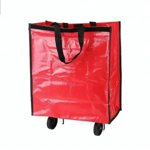 Özel alışveriş arabası çantası, tekerlekler ile katlanır alışveriş çantası