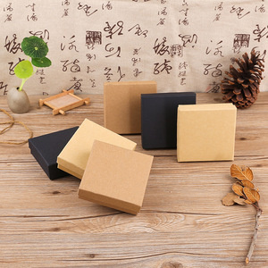 Kraft Paper Square Jewelry <strong>Earring</strong> Bracelet Ring Necklace Packaging <strong>Box</strong> <strong>Gift</strong> Boxes With Sponge - Product Image 1