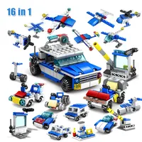 KAZI 305 шт. 16in1 полицейский вертолет автомобиль строительные блоки, совместимые с LEGO City Строительные кирпичи игрушки для детей brinquedos