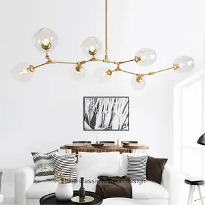 Lámpara de araña Led de cristal de estilo nórdico, moderna, para sala de estar, E27, Edison, de tungsteno