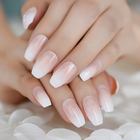 Ombre Français Ballerine Faux Ongles Gradeint Naturel Cercueil Faux Ongles En Gros Ongles Fournisseur 24