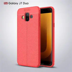 Funda de teléfono móvil con patrón de lichi suave para Samsung Galaxy J7 Duo, funda trasera