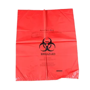 Red Plastic Autoclave Bag Infectious Medical Waste Bag 50 Micron
