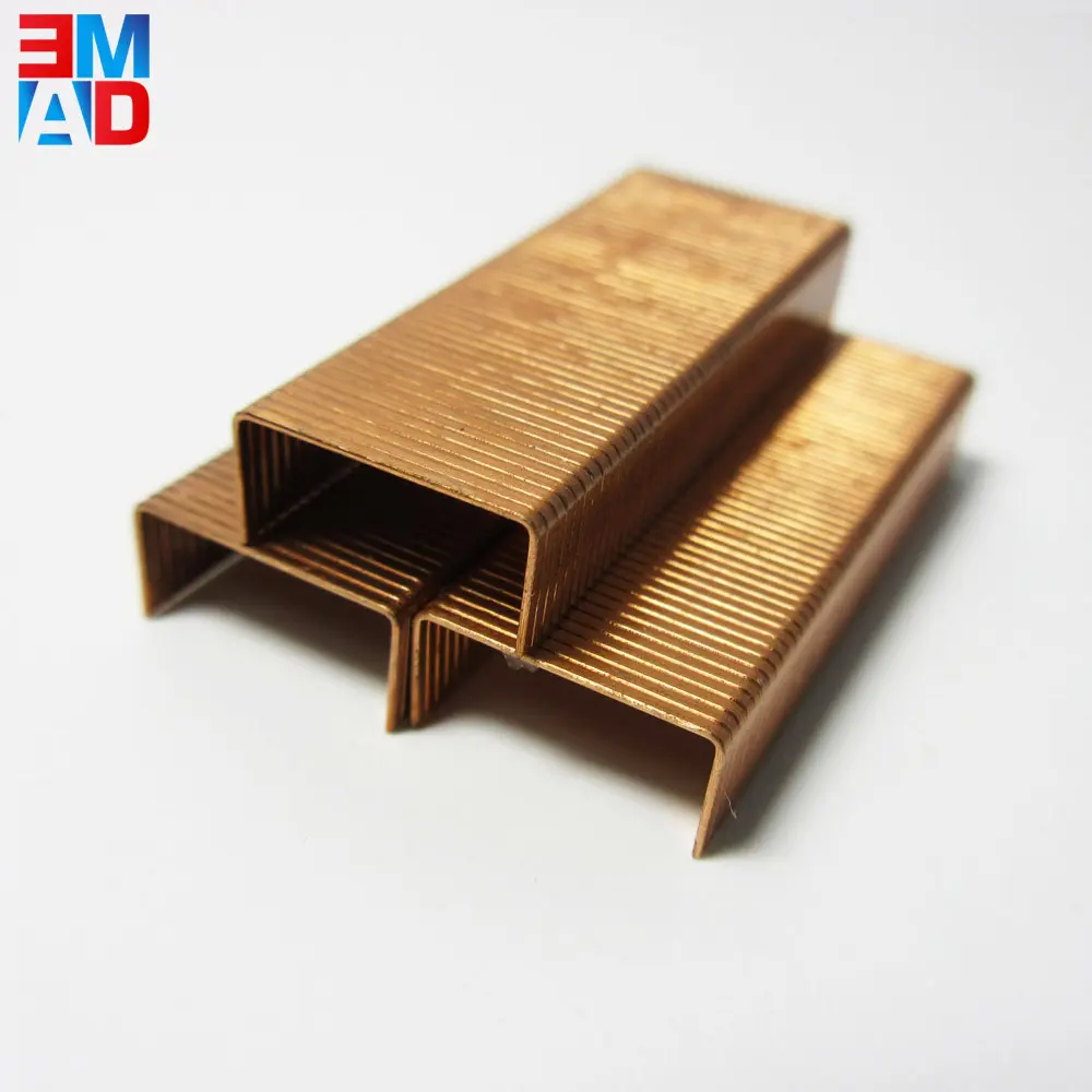 China gold supplier office metal copper plated staples pin 26 6 size