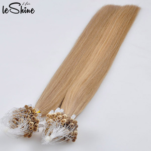 Leshine-microanillo de cabello humano, extensiones de cabello de trama de microcuentas, Remy - Product Image 2