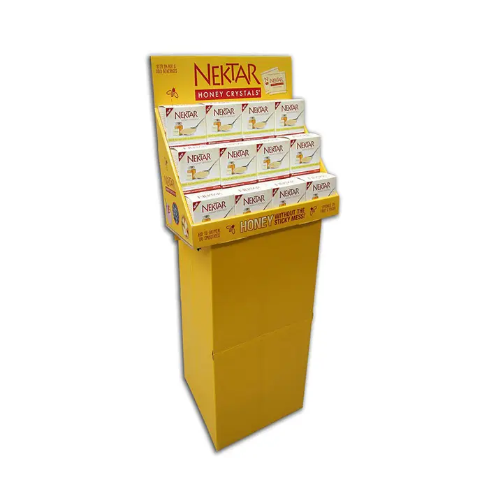 HOT Natural Retail Cardboard With Trays Wrapping Paper Floor Stand Promotional Display For Beverage