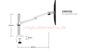 D-mount nhôm OA-3S 10-27 "7kg kẹp Grommet cơ sở cánh tay kép duy nhất màn hình VESA khung màn hình máy tính để bàn đứng 360 xoay nghiêng - Product Image 2