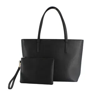 Sacs <span class=keywords><strong>à</strong></span> bandoulière en cuir noir pour femmes, sac <span class=keywords><strong>à</strong></span> main anti-rayures, fourre-tout avec pochette décontracté, <span class=keywords><strong>bourse</strong></span> de bureau, nouvelle collection, OEM chine - Product Image 1
