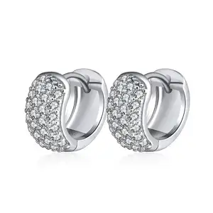 RINNTIN SE101 women men jewelry Real 925 Sterling Silver Micro Pave Cubic Zirconia Hoop Earrings