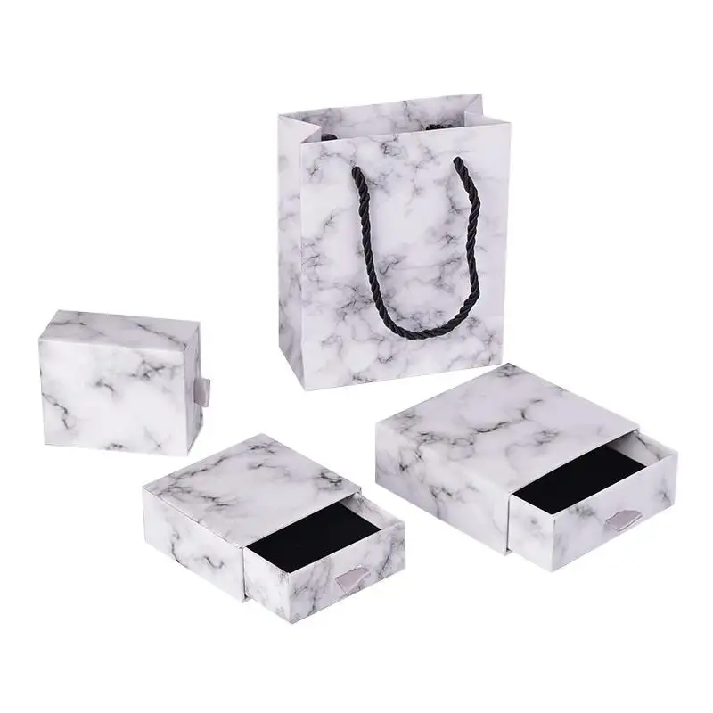 Sieraden tassen decoratieve gedrukt zwart papier sieraden doos verpakking met logo