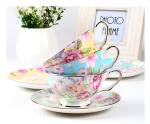 Tasse et sous-tasses de café en porcelaine, os fin, vendu avec coffret cadeau 8Oz Ensemble 1 jeu = 1 tasse + 1 plat, livraison gratuite