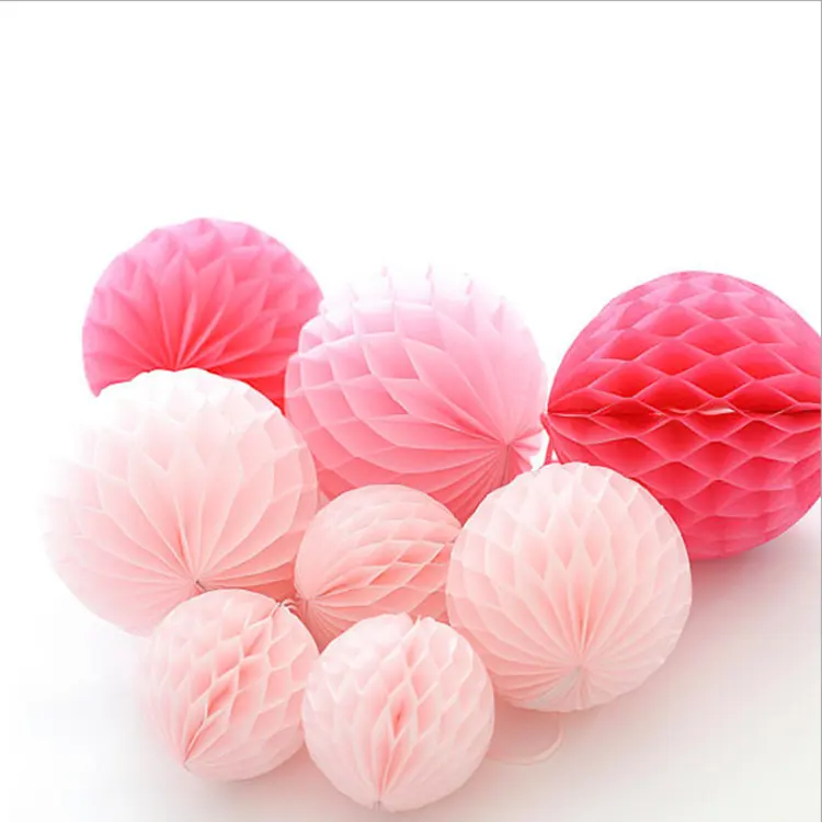 White Moonlight Tissue Paper Honeycomb Ball Lantern For Party Decoration