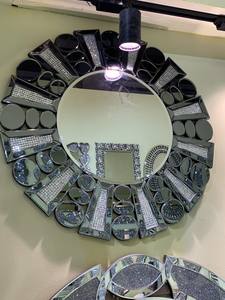 Miroir décoratif en verre et <span class=keywords><strong>bois</strong></span> de style <span class=keywords><strong>Art</strong></span> déco avec éclairage LED pour montage mural - Product Image 3