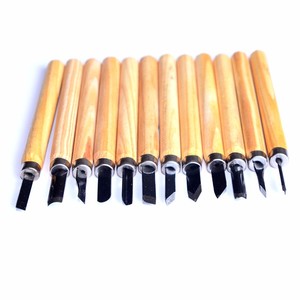 12 piezas por lote, juego de herramientas para tallar madera, cuchillo, Mini cincel, Cuchillas de acero con mango de madera de pino para niños - Product Image 2