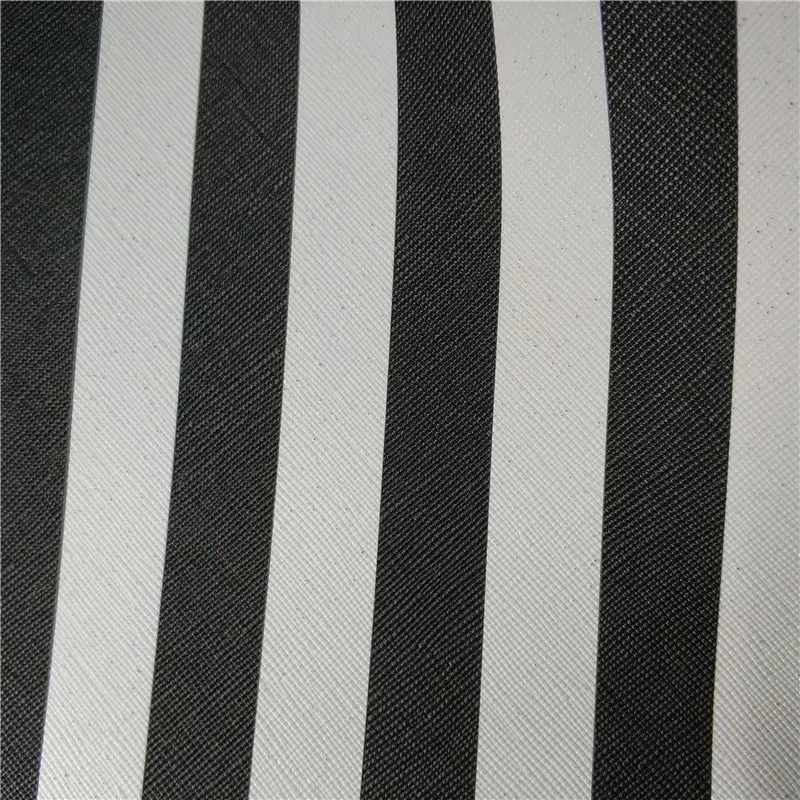 Stripe pu leather pvc synthetic leather for upholstery vinyl and bags sofa notebook cover