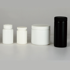 백색 까만 착색된 플라스틱 약 병 편평한 음식 급료 단백질 분말 단지 - Product Image 1