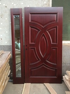 Porte Esterne Moderne Preinstallate in Legno Massello di Mogano con <span class=keywords><strong>Due</strong></span> Pannelli Laterali, Porte Frontali Doppie - Product Image 3