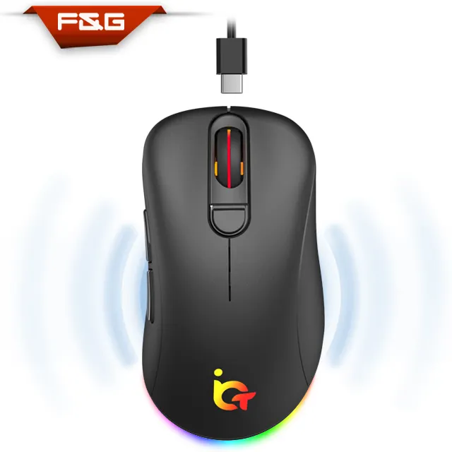 Souris de jeu filaire et sans fil, double mode, 2.4GHz, avec fonction de chargement sans fil Qi, rvb