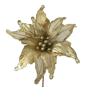 2019 Yeni Varış noel çiçeği Poinsettia klip Noel ağacı için