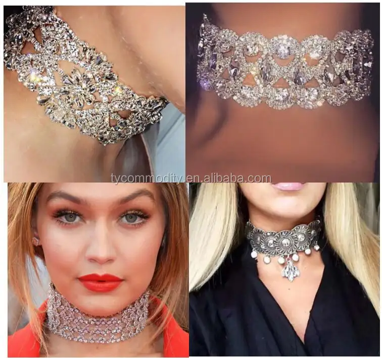 2017 Vòng Cổ Rhinestone Bạc Kim Cương Vòng Cổ Trang Sức Đảng Phụ Nữ Vòng Cổ