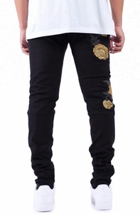 Saint <span class=keywords><strong>Noir</strong></span> Or Stylé Pantalon Jeans Pantalon En Vrac - Product Image 3