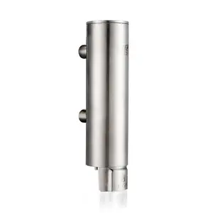 Hotel appliance wall mount cylindrical shower gel refillable push-button hand liquid 304 stainless steel soap dispenser