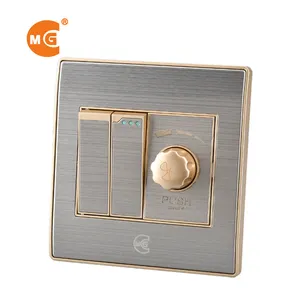 10 Amp Brushed Steel Light Dimmer, 1 Arah 2 Cara Dua Gang Lampu Dimmer