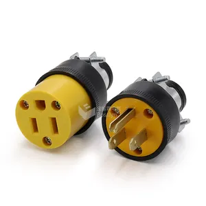 Nema 5-15p gerader US-Kabelst ecker für Verlängerung kabel, 15A 125V, 2-polige 3-Draht-Erdung, weiß, UL-gelistet