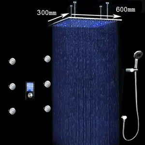 Fábrica de cerámica de control de temperatura lluvia baño brazo de ducha con cabezal de ducha