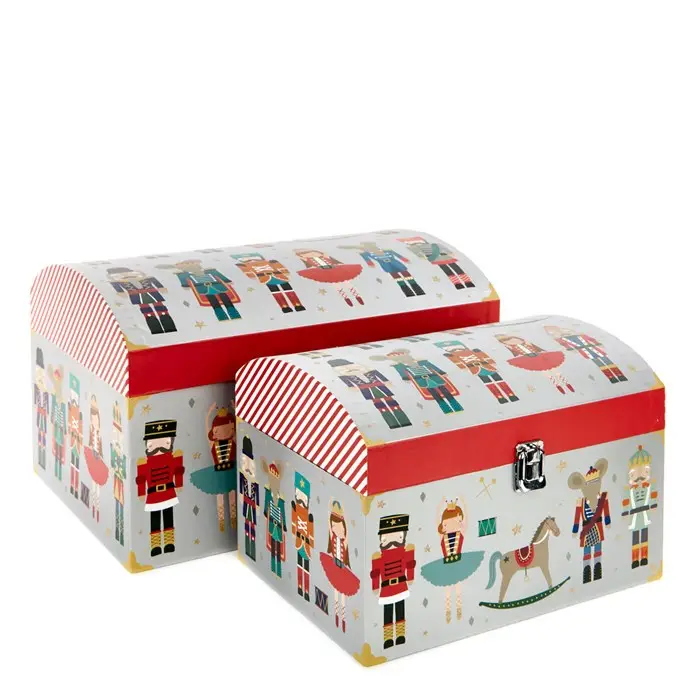 Mini coffre-jouet en papier personnalisé, petit coffre de jouets de noël avec serrure, vente en gros