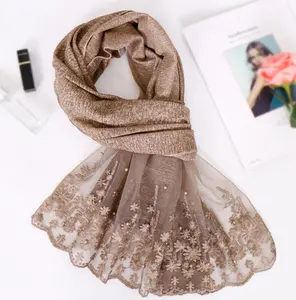 ZP New cotton pearl lace headscarf popular in spring Muslim hijab