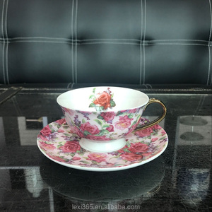 <span class=keywords><strong>Set</strong></span> Tazza e Piattino <span class=keywords><strong>da</strong></span> Tè LEXI in Fine Bone China con Decalcomania Floreale Stile <span class=keywords><strong>Inglese</strong></span> 200ml, Durevole, Vintage, Colori Personalizzabili per Matrimoni - Product Image 3