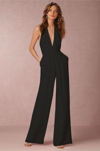 Autunno Delle Donne di Stile <span class=keywords><strong>Elegante</strong></span> Senza Maniche Tute Backless Halter Top pantaloni Larghi del Piedino Della Tuta - Product Image 4