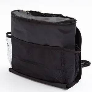กระเป๋าเก็บความเย็นพร้อมช่องตาข่ายจัดระเบียบที่นั่งด้านหลังสำหรับใส่เครื่องดื่มสีดำ