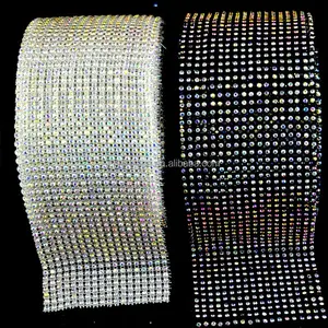 Linh hoạt Rhinestone cắt tỉa lưới pha lê dải, 18 Hàng đàn hồi căng Rhinestone cắt tỉa CuộN - Product Image 1