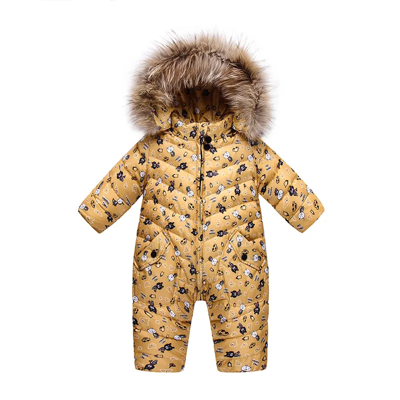 Children winter jumpsuit fleece Rompers girl winter coat hooded baby boys jumpsuit warm winter baby rompers overalls 3M-24M