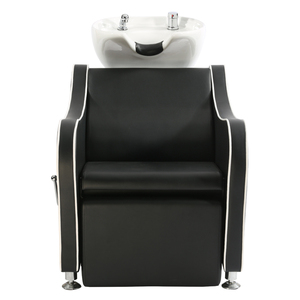 Beyaz seramik lavabo sentetik deri istasyonu ile berber lavabo sandalye kuaför koltuğu ve taşınabilir şampuan kase sandalye - Product Image 2