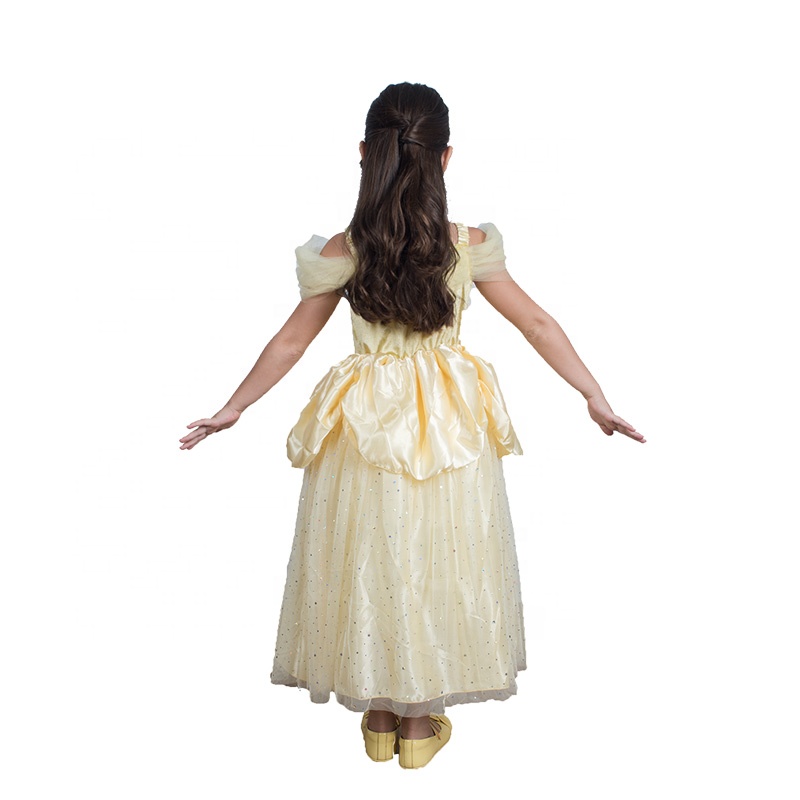 Girl 3-12 Years Princess Kids Retro Satin Bow Mesh Sequined European Princess Dress